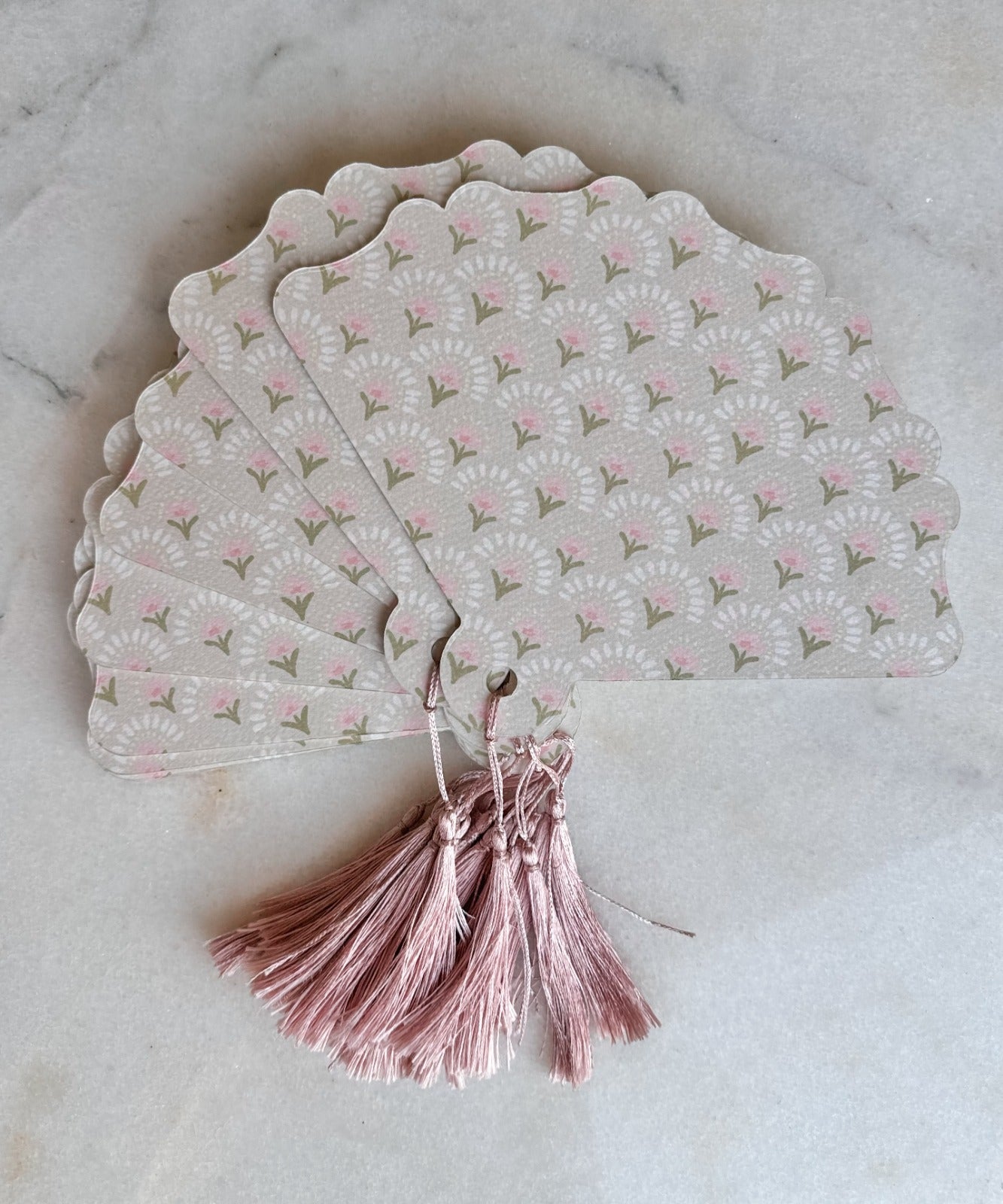 Floral Rosegold Wedding Paper fans with thank you note | Fans with tassels | Wedding Favors
