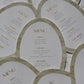 Oval Green Thick Textured Wedding Menu Cards with thank you note | Personalized Front Menu & Back | Wedding Stationery | (Copy)