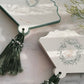 Wedding Green Paper fans | Fans with tassels | Wedding Favors | Wedding itinerary
