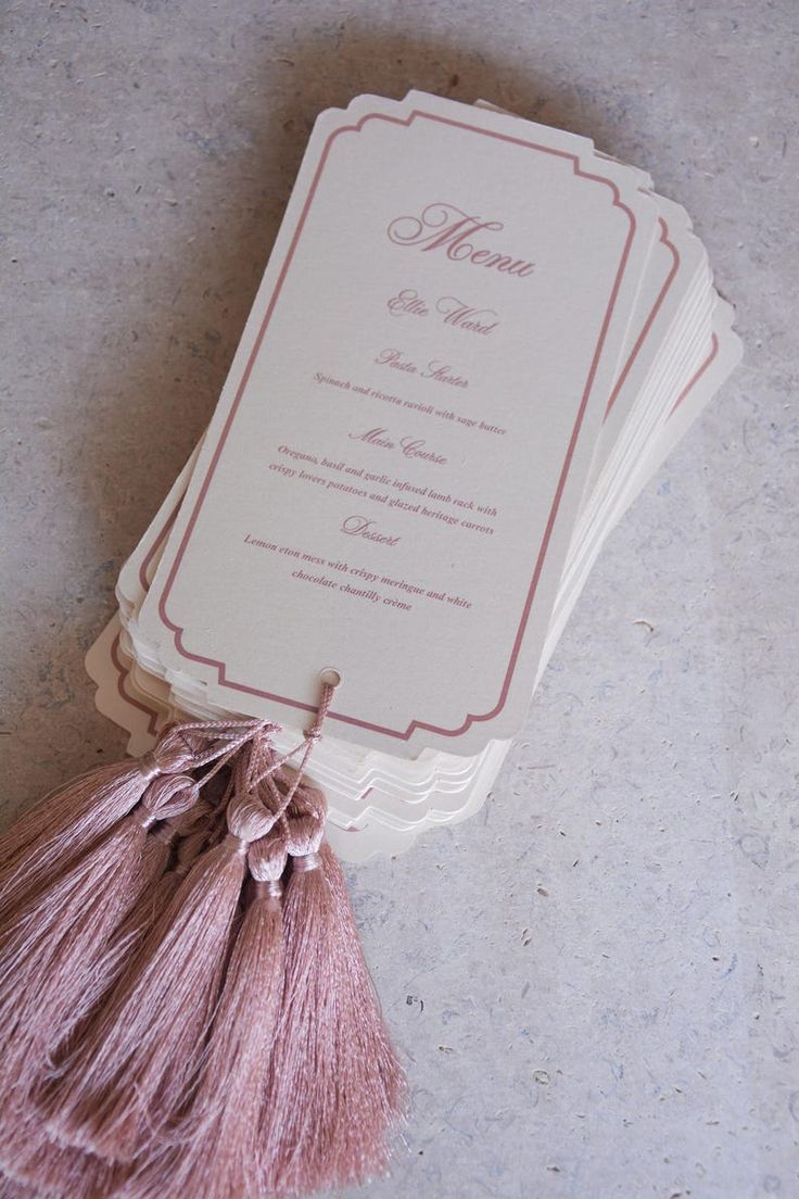 Rose Gold Menu Cards with Embossed Logo | Personalized Menu | Wedding Stationery |