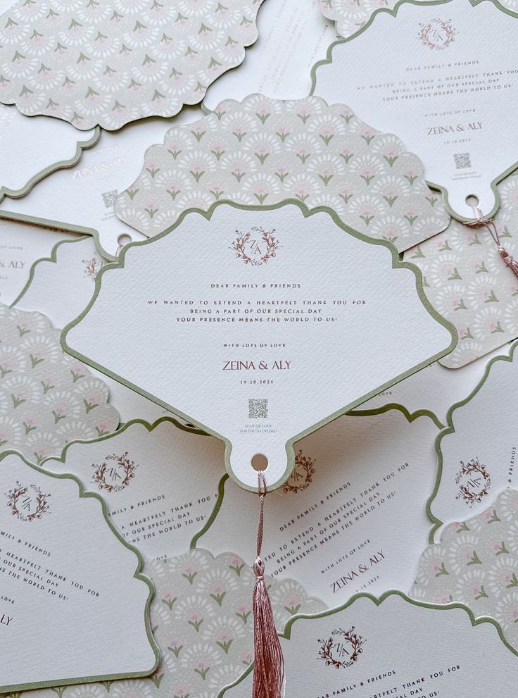 Floral Rosegold Wedding Paper fans with thank you note | Fans with tassels | Wedding Favors