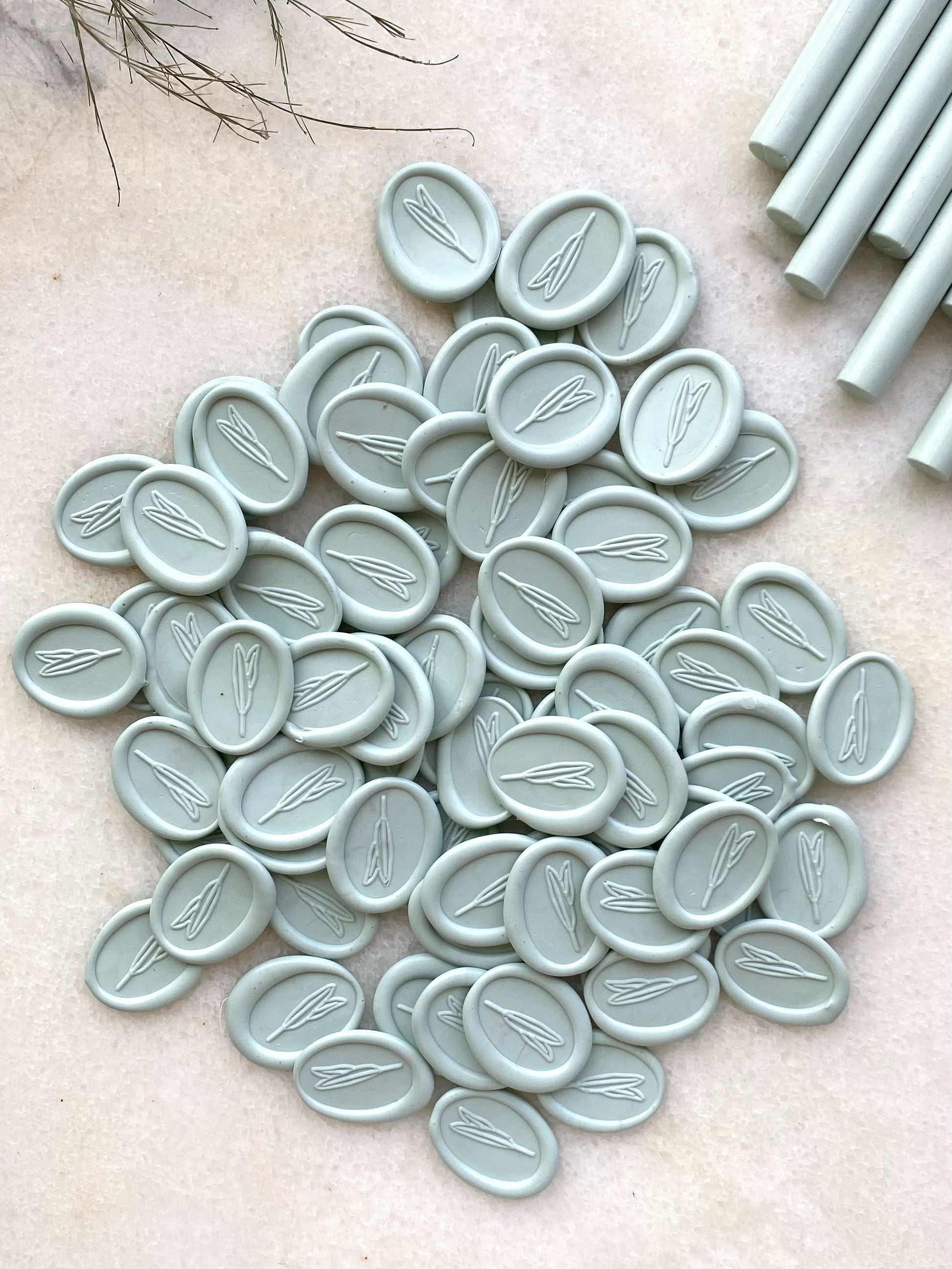 sage green oval leaf monogram wedding logo save the date self adhesive wax seals free worldwide shipping stationery supplies wax stamp wedding invitations