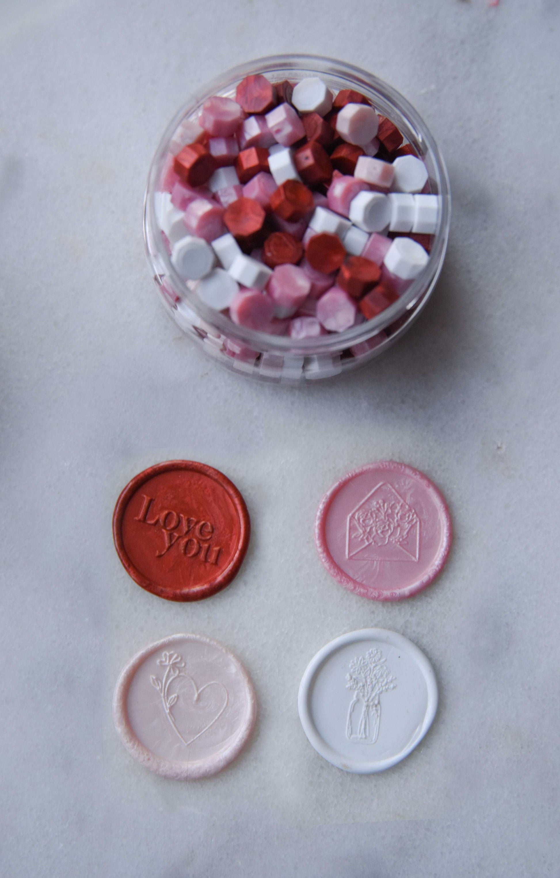 Valentine wax beads jar - WrapnSeal